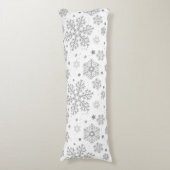 Coussins Longs Flammes de neige en argent sur blanc (Devant (Vertical))