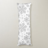 Coussins Longs Flammes de neige en argent sur blanc (Dos (Vertical))