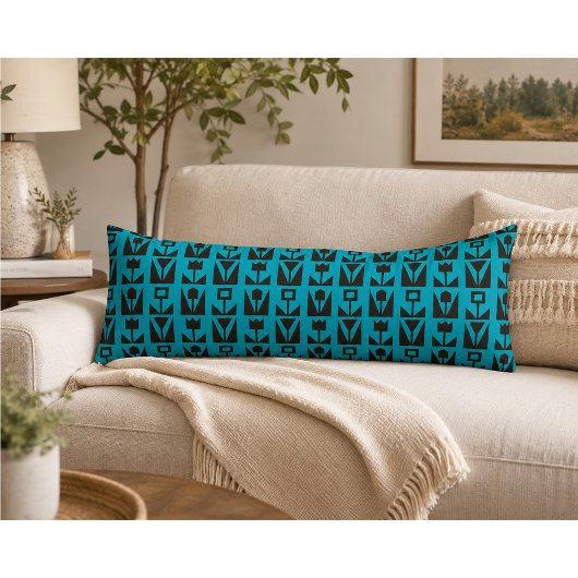 Coussins Longs Fleur abstrait géométrique bleu