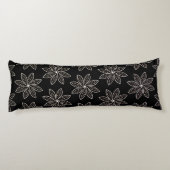 Coussins Longs Fleur blanche Motif sur noir (Dos)