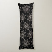 Coussins Longs Fleur blanche Motif sur noir (Dos (Vertical))