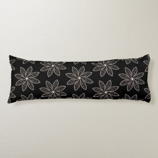 Coussins Longs Fleur blanche Motif sur noir