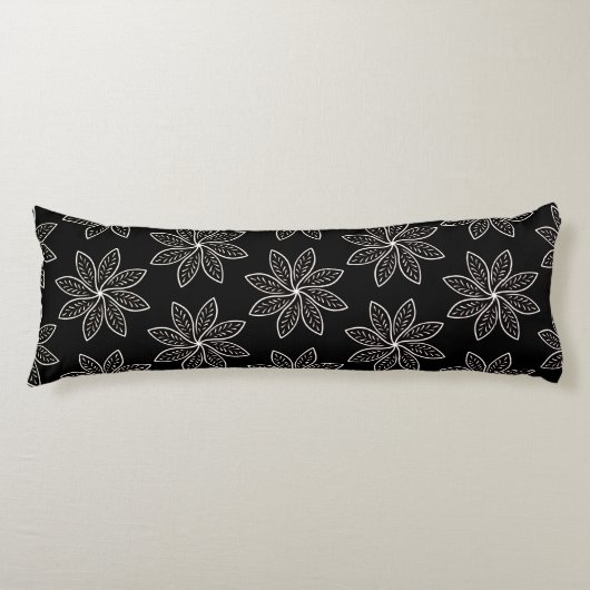Coussins Longs Fleur blanche Motif sur noir (Devant)
