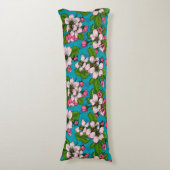 Coussins Longs Fleur d'Apple sur le turquoise (Devant (Vertical))