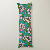 Coussins Longs Fleur d'Apple sur le turquoise (Dos (Vertical))