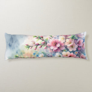 Coussins Longs Fleur d'aquarelle Cottagecore sous la pluie printa