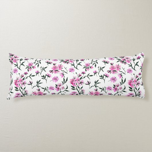 Coussins Longs Fleur de cerisier blanc sur blanc (Devant)