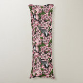 Coussins Longs Fleur de cerisiers et poulets roses (Devant (Vertical))