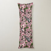 Coussins Longs Fleur de cerisiers et poulets roses (Dos (Vertical))
