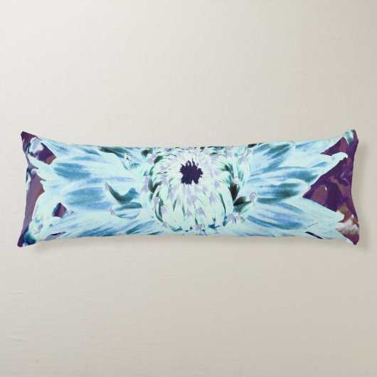 Coussins Longs Fleur de dahlia verte menthe et sarcelle (Devant)