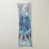 Coussins Longs Fleur de fractale moderne abstraite avec du bleu (Dos (Vertical))