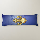 Coussins Longs Fleur de Lis dorée sur fond bleu (Dos)
