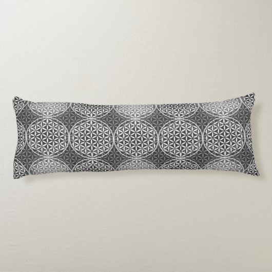 Coussins Longs Fleur de vie - motif de timbre - gris (Dos)