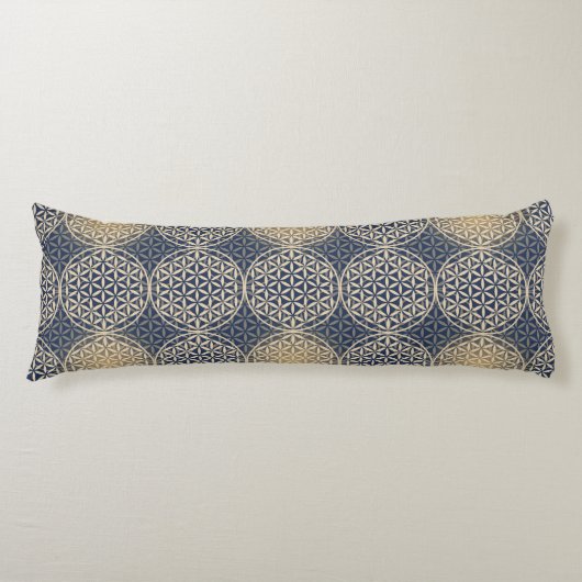 Coussins Longs Fleur de vie - motif de timbre - sable bleu (Devant)
