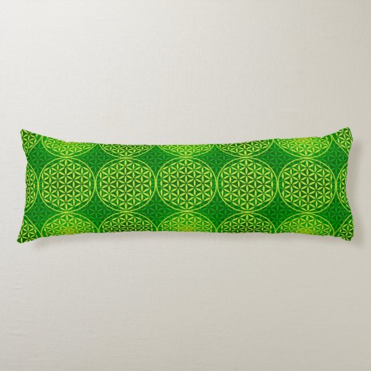 Coussins Longs Fleur de vie - motif de timbre - vert (Devant)