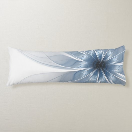 Coussins Longs Fleur imaginaire fractale bleue douce et tendresse (Devant)