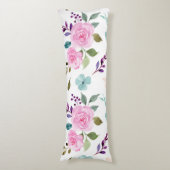Coussins Longs Fleur rose aquarelle sans couture (Devant (Vertical))