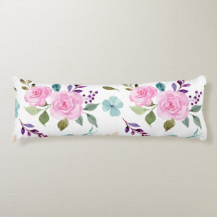 Coussins Longs Fleur rose aquarelle sans couture