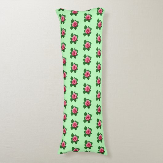 Coussins Longs Fleur rose rose Motif sans couture sur vert clair (Devant (Vertical))