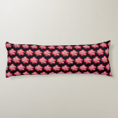 Coussins Longs Fleur rose rose sur motif floral noir (Dos)