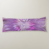 Coussins Longs Fleur Rose Violet Passion Abstraite Art Fractal (Dos)