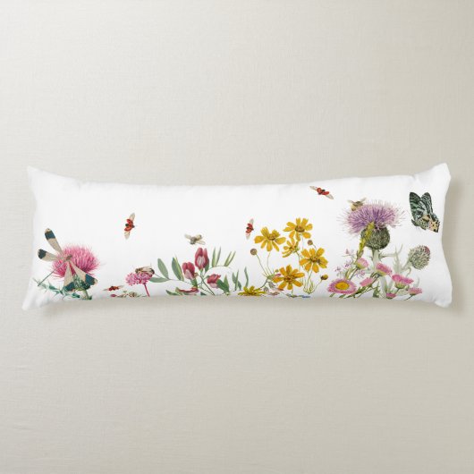 Coussins Longs Fleur sauvage d'aquarelle Insectes Floral Spring G (Devant)