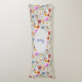 Coussins Longs Fleur sauvage de printemps monogramme et hérisson (Devant (Vertical))