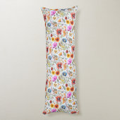 Coussins Longs Fleur sauvage de printemps monogramme et hérisson (Dos (Vertical))