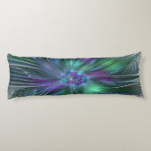Coussins Longs Fleur verte abstraite moderne fractale violette (Dos)