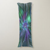 Coussins Longs Fleur verte abstraite moderne fractale violette (Devant (Vertical))