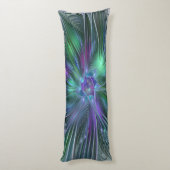 Coussins Longs Fleur verte abstraite moderne fractale violette (Dos (Vertical))