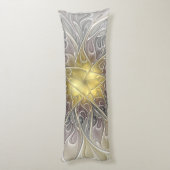 Coussins Longs Fleurir Avec Or Moderne Fleur Abstraite Fractale (Dos (Vertical))