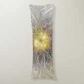 Coussins Longs Fleurir Avec Or Moderne Fleur Abstraite Fractale (devant Vertical)