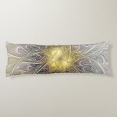 Coussins Longs Fleurir Avec Or Moderne Fleur Abstraite Fractale (Dos)