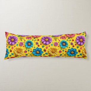 Coussins Longs Fleurs 3d colorées