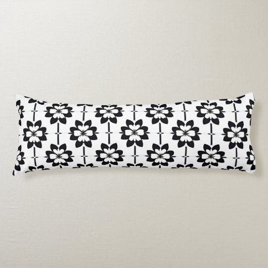 Coussins Longs Fleurs abstraites élégantes noir blanc moderne (Devant)