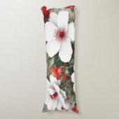 Coussins Longs Fleurs blanches et rouges Elégante aquarelle (Devant (Vertical))