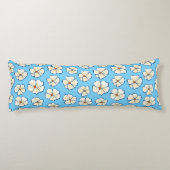 Coussins Longs Fleurs blanches sur fond bleu (Dos)