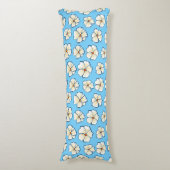Coussins Longs Fleurs blanches sur fond bleu (Devant (Vertical))