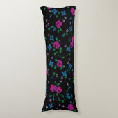 Coussins Longs Fleurs bleu rose Motif, feuilles verts (Devant (Vertical))