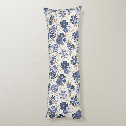 Coussins Longs Fleurs botaniques simples de vigne bleue (Dos (Vertical))