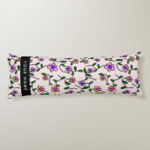 Coussins Longs Fleurs Colorées, Fond Rose, Noir (Dos)
