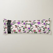 Coussins Longs Fleurs Colorées, Fond Rose, Noir (Devant)