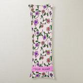 Coussins Longs Fleurs Colorées, Fond Rose, Rose (Devant (Vertical))