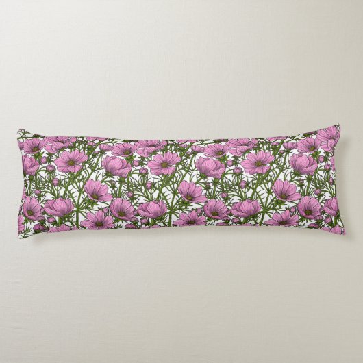 Coussins Longs Fleurs Cosmos roses (Dos)