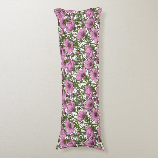 Coussins Longs Fleurs Cosmos roses (Devant (Vertical))