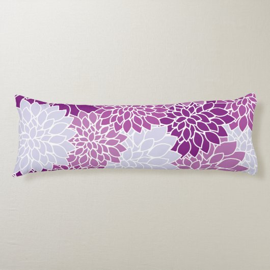 Coussins Longs Fleurs Dahlia, Motif De Fleurs, Dahlia Violet (Devant)