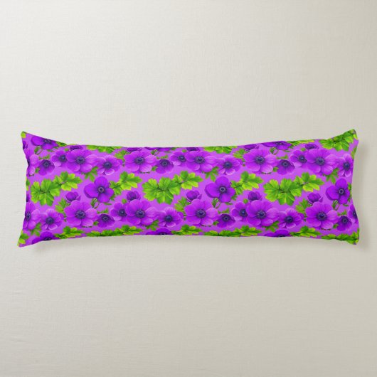 Coussins Longs Fleurs d'anémone violet vibrant (Devant)