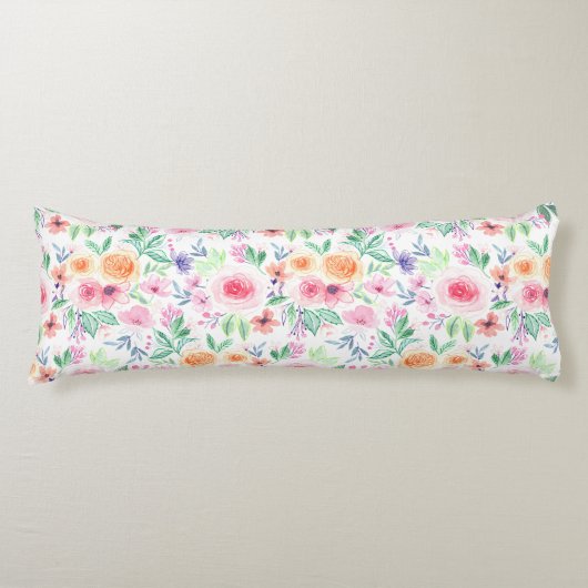 Coussins Longs Fleurs d'aquarelle et feuilles (Devant)