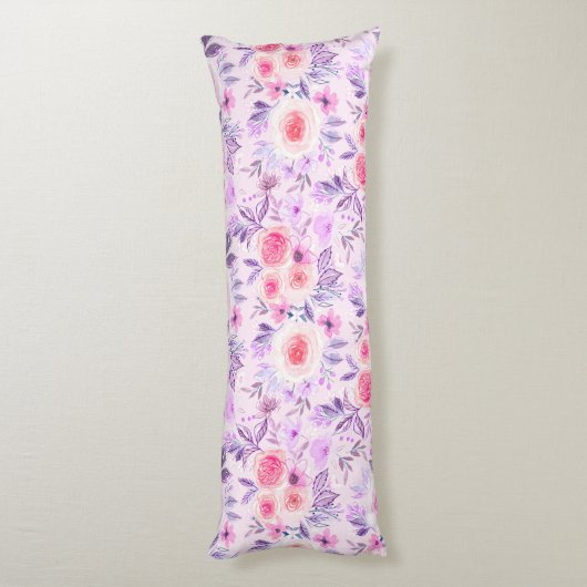Coussins Longs Fleurs d'aquarelle et feuilles 3 (Dos (Vertical))